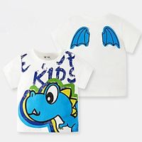 Kids Boys' T shirt Short Sleeve White Cartoon Dinosaur Letter Indoor Outdoor Active Daily 2-8 Years Lightinthebox - thumbnail