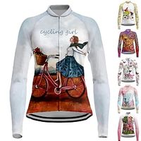 21Grams Women's Cycling Jersey Long Sleeve Bike Jersey Top with 3 Rear Pockets Mountain Bike MTB Road Bike Cycling Breathable Moisture Wicking Quick Dry Reflective Strips White Yellow Pink Graphic miniinthebox - thumbnail