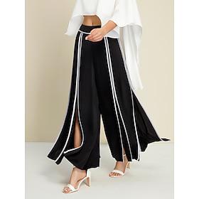 Satin Contrasting Binding Process Elegant Wide Leg Culottes