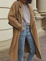 Solid Color Woolen Double-breasted Coat