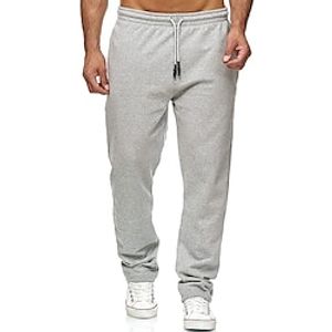 Men's Sweatpants Joggers Trousers Straight Leg Sweatpants Pocket Plain Comfort Breathable Outdoor Daily Going out Fashion Casual Black Light Grey miniinthebox