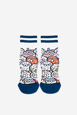Kids Boy Why The Face Socks  White Combo