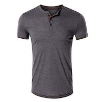 Men's Henley Shirt Tee Solid Color Crew Neck Blue Gray Black Daily Holiday Short Sleeve Button-Down Clothing Apparel Fashion Streetwear Casual  Summer Lightinthebox - thumbnail