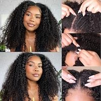 Curly V Part Wigs Brazilian Kinky Curly Human Hair Wigs for Black Women V Shape Wigs No Leave Out Lace Front Wigs Upgrade U Part Wigs Glueless Full Head Clip In Half Wigs Lightinthebox