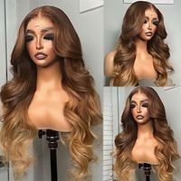 Remy Human Hair 13x4 Lace Front Wig Free Part Brazilian Hair Wavy Brown Wig 130% 150% Density Ombre Hair Pre-Plucked For Women Long Human Hair Lace Wig Lightinthebox