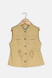 Baby Girls Snap Button Down Top  Khaki