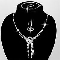 Women's Jewelry Set Stud Earrings Drop Earrings Ladies Elegant Fashion Link / Chain Adjustable Bridal Rhinestone Silver Plated Earrings Jewelry Silver / Silver 2 For Party Wedding Gift Casual Daily miniinthebox - thumbnail