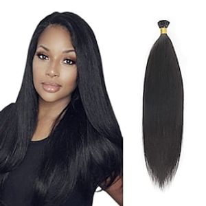 I Tip Hair Extensions Light Yaki Straight Hair Extensions Human Hair Natural Black Cold Fusion Hair Extensions for 3C 4A Hair I Tip Hair Extensions Real Human Hair Lightinthebox