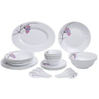Royalford 34Pcs Opal Ware Floral Design Plates, Bowls, Spoons Dinner Set - RF8986
