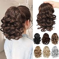 Drawstring Ponytail for Women 10 Inch Curly Wavy Short Ponytail Extension Natural Looking Synthetic Fake Ponytail Hairpiece Wavy Drawstring Ponytails for Daily Use Lightinthebox