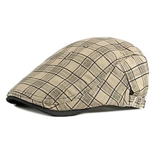 Men's Hat Beret Hat Black Khaki Red Street Dailywear Weekend Adjustable Buckle Print Plaid Portable Comfort Fashion Lightinthebox