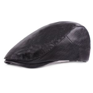 Men Warm PU Leather Beret Caps
