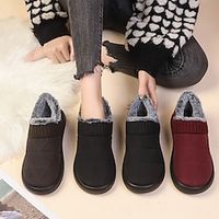 Women's Slip-Ons Plus Size Winter Boots Daily Flat Heel Casual Comfort Minimalism Canvas Loafer Wine Black Coffee Lightinthebox - thumbnail
