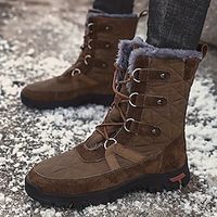 Men's Boots Snow Boots Winter Boots Fleece lined Hiking Cycling Shoes Casual British Daily Office  Career Fabric PU Waterproof Warm Slip Resistant Booties  Ankle Boots Lace-up Black Blue Brown Fall Lightinthebox - thumbnail