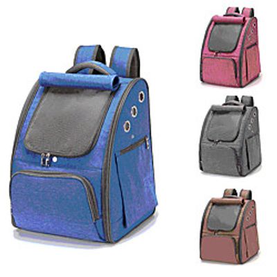 Dog Cat Pets Carrier Bag Travel Backpack Shoulder Messenger Bag Dog Carrier Backpack Adjustable Portable Breathable Solid Colored Classic Oxford Cloth puppy Small Dog Training Outdoor Hiking Blue miniinthebox