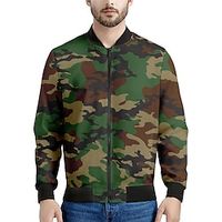 Camouflage Casual Men's Bomber Jacket Coat Sports  Outdoor Daily Wear Going out Fall  Winter Standing Collar Long Sleeve White Yellow Purple S M L Polyester Denim Weaving Jacket Lightinthebox - thumbnail