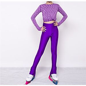 Over The Boot Figure Skating Tights Women's Girls' Ice Skating Bottoms Black Purple Blue Patchwork Spandex High Elasticity Training Competition Skating Wear Patchwork Long Sleeve Ice Skating Figure Lightinthebox