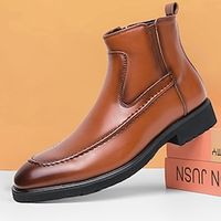 Men's Boots Retro Dress Shoes Walking Casual Daily Leather Comfortable Booties  Ankle Boots Loafer Black Yellow Spring Fall Lightinthebox - thumbnail