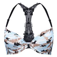 Sexy Camouflage Lace Back Front Open Bras Push Up Underwire Bra