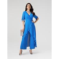 Chiffon Irregular Hem Split Sleeve Wide Leg Jumpsuit