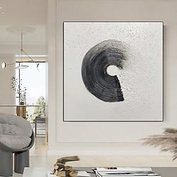 Hand painted Black and White 3D Texture oil painting hand painted Wall Art Black White Abstract Minimalist Painting Organic Modern Canvas Art Large Black 3D Texture Painting wall decoration Lightinthebox