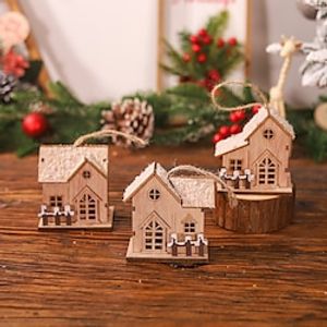 Christmas Wooden Light Up Small House Creative Tabletop Decoration Cabin Christmas Tree Hanging Ornaments. Lightinthebox