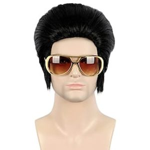 70S 80S Costumewig Rock Wig  Adult Men Short Bob Straight Black Wig 70S 80S Punk Rocker Party Costume Cosplay Wig Only Wig Lightinthebox