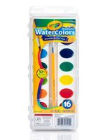 Crayola 16 Count Washable Watercolor Pans With Plastic Handled Brush