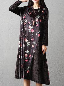 Long Sleeve Round Neck Print Dress
