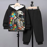 Boys 3D Astronaut Hoodie  Pants Set Long Sleeve 3D Printing Fall Winter Active Fashion Cool Polyester Kids 3-12 Years Outdoor Street Vacation Regular Fit Lightinthebox - thumbnail