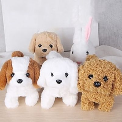 Interactive Plush Puppy Toy–Electric Simulation Animal Plush Pet Dog Little White Rabbit Bouncing And Making Sounds Cute Pet Teddy Dog Husky Wagging Its Tail Lightinthebox