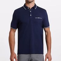 Men's Polo Shirt Golf Shirt Striped Turndown Apricot Sea Blue Wine Navy Blue Royal Blue Outdoor Daily Short Sleeve Button-Down Clothing Apparel Cotton Casual Comfortable Lightinthebox - thumbnail