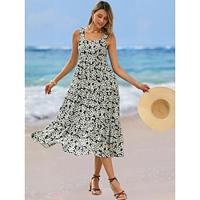 Women's Chiffon Dress Floral Pleated Strap Long Dress Maxi Dress Party Sleeveless Summer Lightinthebox - thumbnail