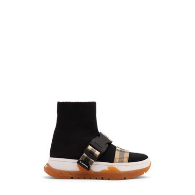 Buckled strap sock sneakers