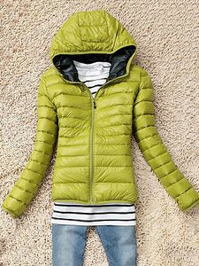 Hooded Slit Pocket Quilted Plain Long Sleeve Coats