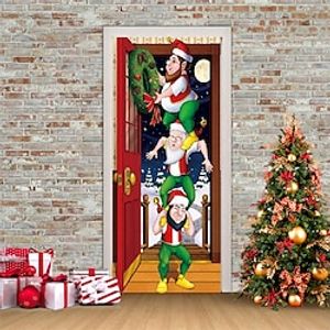 Christmas 3D Stickers Waterproof Door Stickers Xmas Door Mural Peel Self Adhesive Wallpaper PVC Sticker Removable Wall Decal for Home Office Decoration miniinthebox