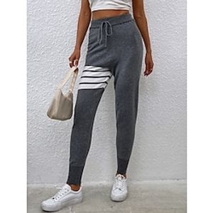 Women's Sports Sweatpants Trousers Elastic Drawstring Design Full Length Pants Daily Weekend Micro-elastic Lines  Waves Comfort Sports Mid Waist Grey S M L Lightinthebox