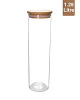 Little Storage Co Tall Bamboo and Glass Storage Jar 1.25L