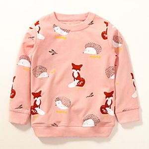 Kids Girls' Sweatshirt Long Sleeve Pink Fox Animal Indoor Outdoor Adorable Cute 2-8 Years Lightinthebox