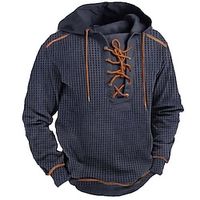 Men's Hoodie Navy Blue Hooded Plain Lace up Patchwork Sports Outdoor Daily Holiday Streetwear Cool Casual Spring Fall Clothing Apparel Hoodies Sweatshirts miniinthebox
