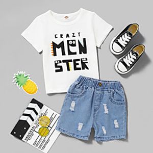 Kids Toddler Girls' Clothing Set Short Sleeve White Graphic Print Daily Wear Active Regular Above Knee 2-8 Years Lightinthebox