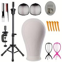 22 Inch Wig Head Stand Tripod with Head CanvasMannequin Head for WigsManikin Head Block SetMaking Display with Wig caps70 T C Pins Set2 Combs2 Wig StandMni Tripod5 Hair Clips Lightinthebox - thumbnail