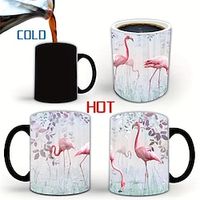 Flamingo Color Changing Coffee Mug, Ceramic Coffee Cup, Heat Sensitive Water Cup, Summer Winter Drinkware, Birthday Gifts, Holiday Gifts, Christmas Gifts, New Year Gifts, Valentine's Day Gifts Lightinthebox - thumbnail