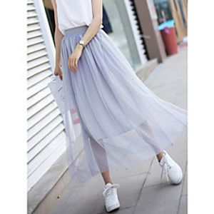 Women's Daily Elegant Skirts Solid Colored Pleated White Gray miniinthebox