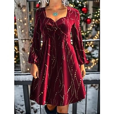 Women's Casual Dress Christmas Dress Velvet Dress Polka Dot Print Square Neck Mini Dress Fashion Streetwear Outdoor Christmas Long Sleeve Regular Fit Wine Fall Winter S M L XL XXL miniinthebox Women's Casual Dress Christmas Dress Velvet Dress Polka Dot Print Square Neck Mini Dress Fashion Streetwear Outdoor Christmas Long Sleeve Regular Fit Wine Fall Winter S M L XL XXL miniinthebox