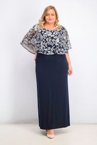 Womens Embroidered Overlay Dress  Navy