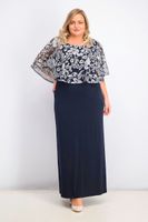 Womens Embroidered Overlay Dress  Navy - thumbnail