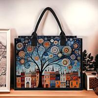 Women's Handbag Tote Boston Bag Polyester Shopping Daily Holiday Print Large Capacity Lightweight Abstract Art Outdoor Scene Light Red Dark Blue Light Blue Lightinthebox