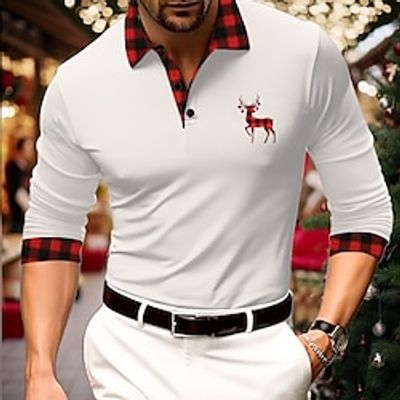 Men's Button Up Polos Polo Shirt Casual Sports Lapel Long Sleeve Fashion Basic Plaid Elk Button Spring Fall Regular Fit Black White Red Green Button Up Polos miniinthebox Men's Button Up Polos Polo Shirt Casual Sports Lapel Long Sleeve Fashion Basic Plaid Elk Button Spring Fall Regular Fit Black White Red Green Button Up Polos miniinthebox