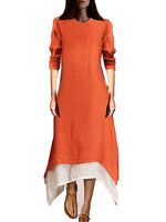 Round Neck Color Block Maxi Dress - thumbnail